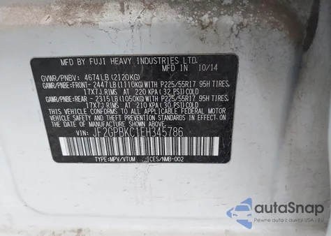 2014 Subaru Xv Crosstrek Hybrid 2.0I Touring z USA, uszkodzony, nr VIN JF2GPBKC1EH345786